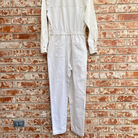 NWT Sandy Liang White Cream Utility Denim Jumpsuit Size 0 - Picture 7 of 14